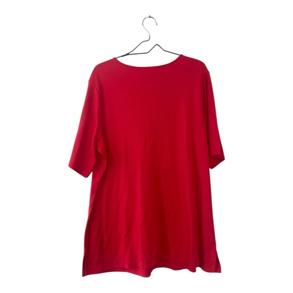 Quacker Factory Red Rhinestone Half Sleeve Tunic Top Women’s Plus Size 1X - Picture 2 of 8